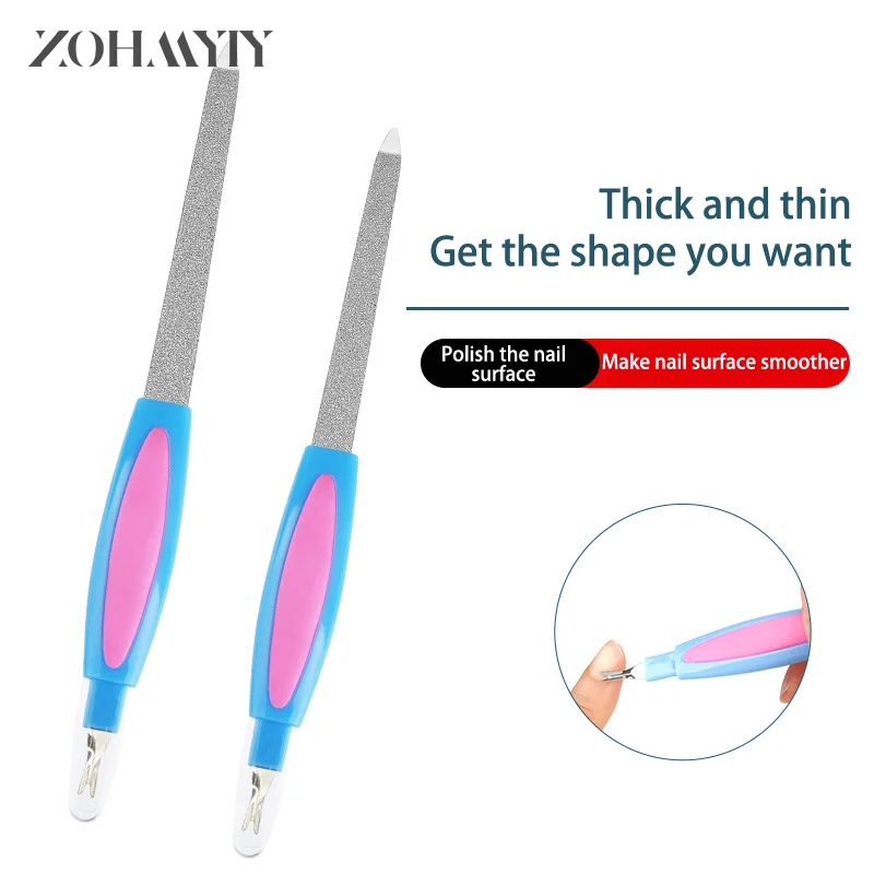 2IN1 Dead Skin Remover Fingernail File Nail Art Fork Cuticle Remover Nipper Pusher Trimmer Metal Pedicure Nails Care Nail Tools