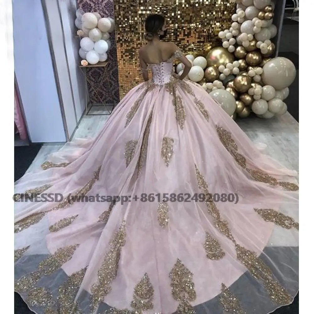 Vestidos de quinceañera con hombros descubiertos, vestido de baile Formal con apliques de tul, dulce 18, elegante, para fiesta de graduación, 2022