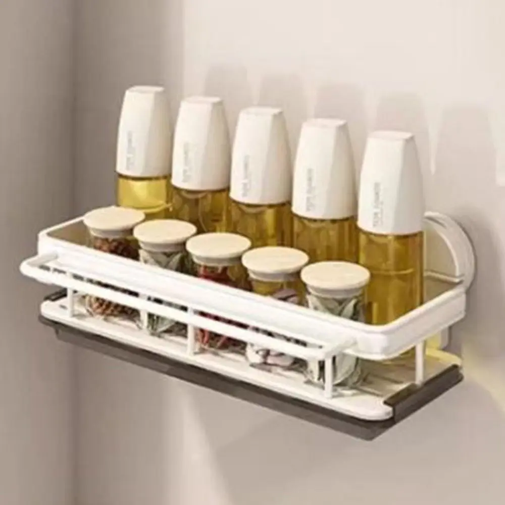 

Space Aluminum Suction Cup Dish Sponge Holder Punch Free Wall-Mounted Rag Storage Drainage Shelf Waterproof with Water Tray