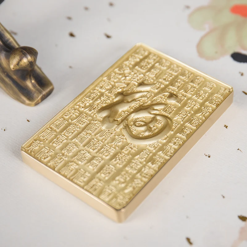 

Relief Paperweights Brass Square Paperweights Chinese Traditional Painting Calligraphy Paperweights Paper Pressing Peso De Papel