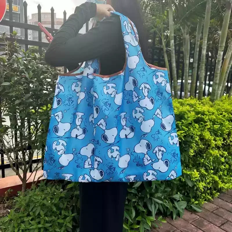 Snoopy Cartoon Large Capacity Shopping Bag Waterproof Foldable Home Supermarket Handbag Cute Women's Outdoor Storage Bag