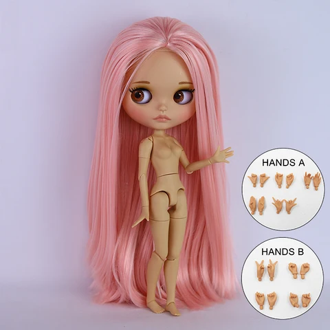 Кукла Blyth BJD 1/6 30 см с матовым лицом и бантом, коричневая кожа — фото товара