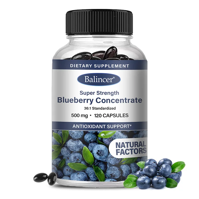 

Blueberry Capsules - 500 Mg, Good for The Brain, Heart Health, Eye Care, Antioxidant, Promotes Smooth Skin- 120 Capsules