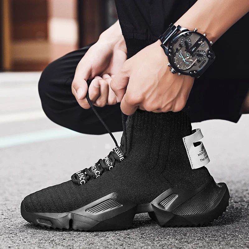 YRZL Herren High-Top-Mesh-Sneaker, leicht, atmungsaktiv, modisch, lässig, Wanderschuhe für Herren, bequeme Laufschuhe für Herren – Detail 6