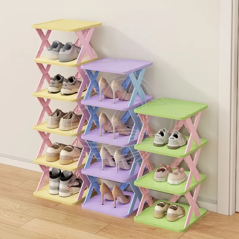Dorm Narrow Shoe Rack, Multi-Layer Stylish Dopamine Storage Organizer, Space-Saving for Indoor Use