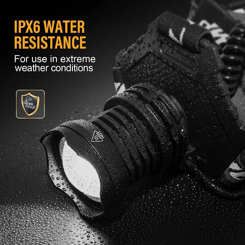 XHP70 LED Rechargeable Headlamp Super Bright Head Flashlight Power Bank Fishing Zoom Headlight Outdoor Camping Running