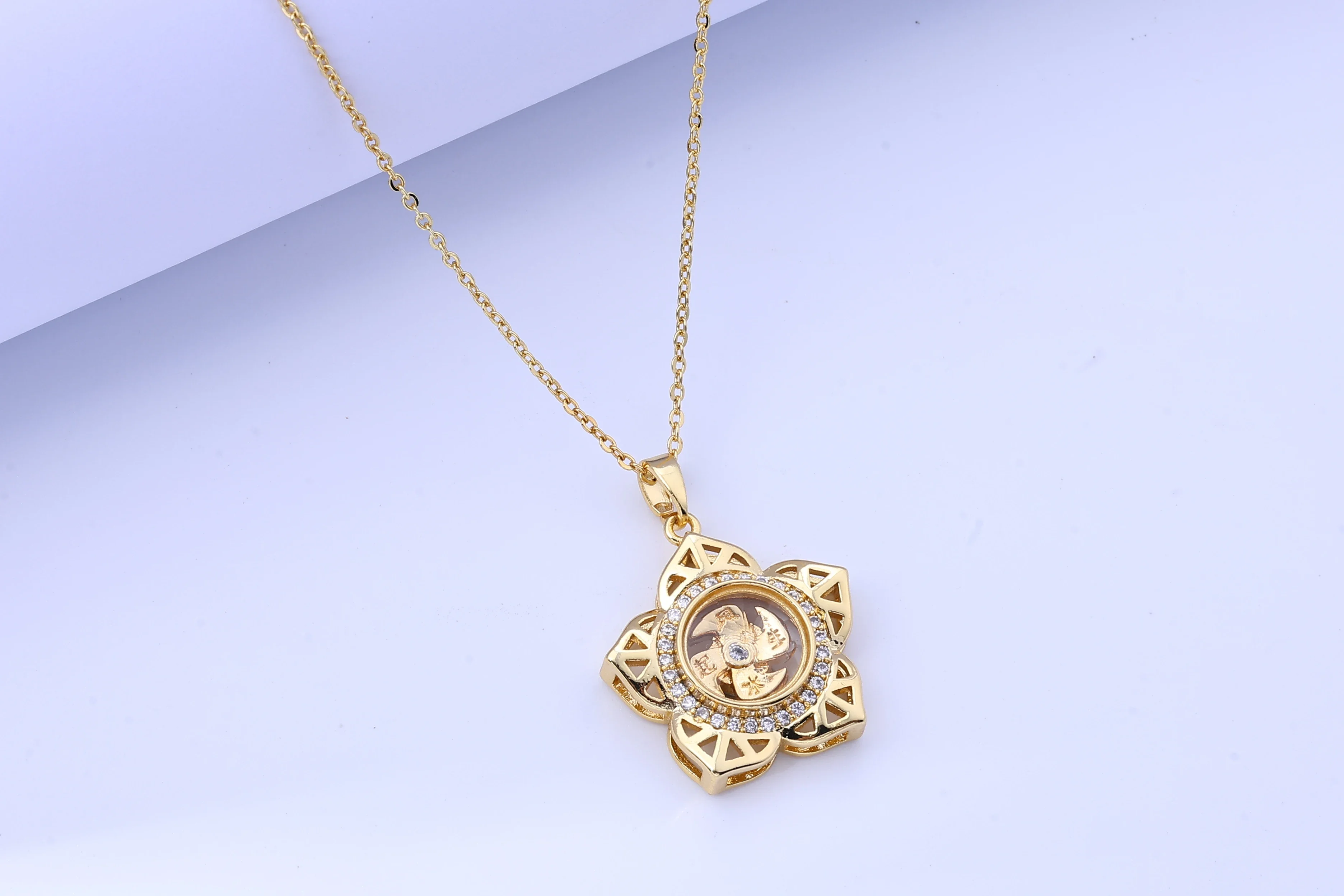 새로운 빈티지풍 다이아몬드 인레이 회전 목걸이, 유니섹스 디자인