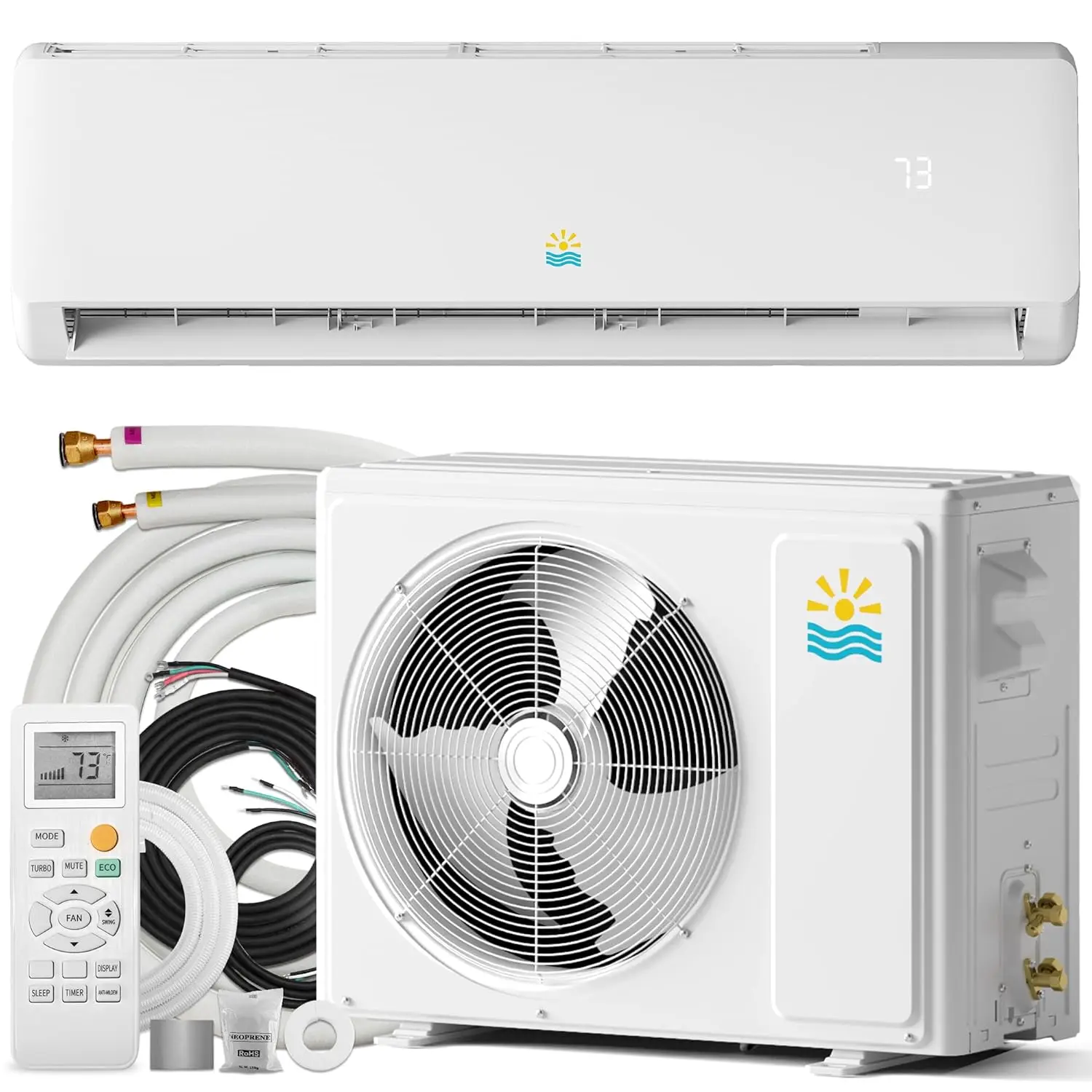 Mini Split AC/Heating System - 12000 BTU Mini Split AC Inverter Heating and Cooling, 19 SEER2 115V/110V Energy, Custom