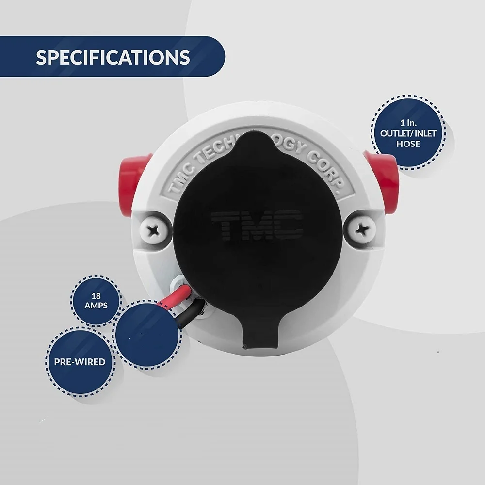 TMC-429965 Electric Toilet Macerator Pump for RV, Waste Pump with Clamp-On Hose Connection, Heavy-Duty Marine Grade Motor