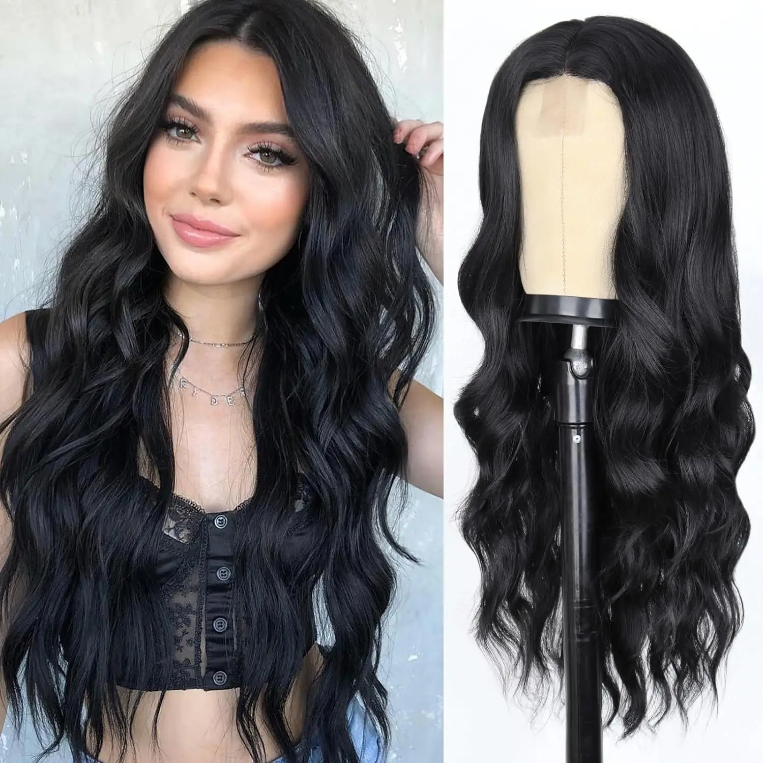 Fashion synthetic fiber big wave long curly hair wig female stroke chemical fiber high temperature silk wig full head set