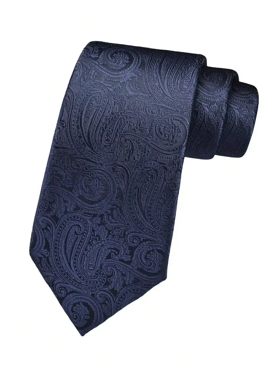 Blue Paisley Necktie 3.15 Inch Mens Tie For Wedding Party Business