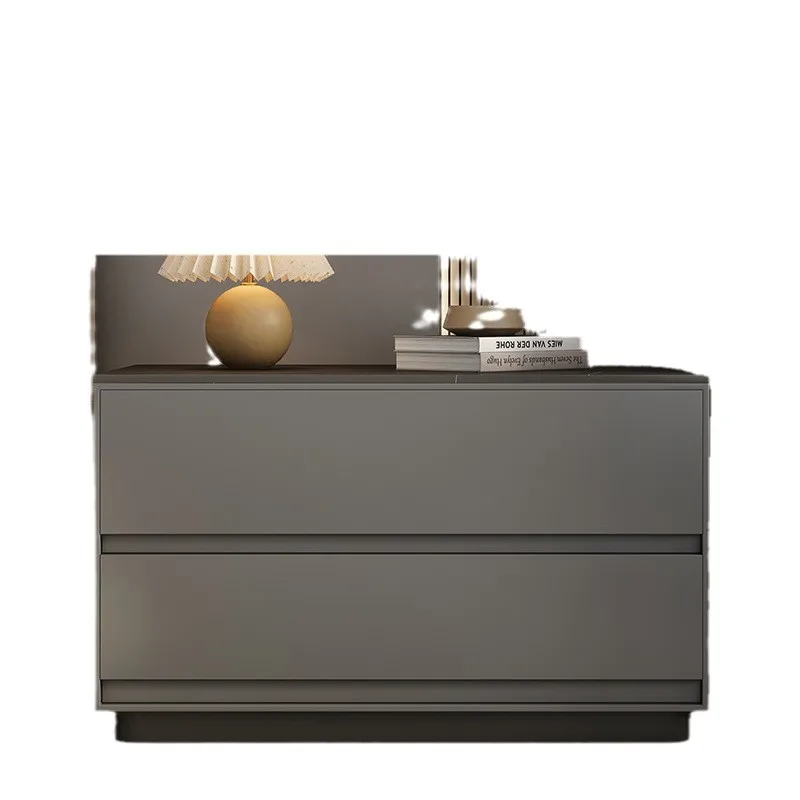 Italian solid wood bedside table Minimal installation-free bedside table Modern simple leather bedside table
