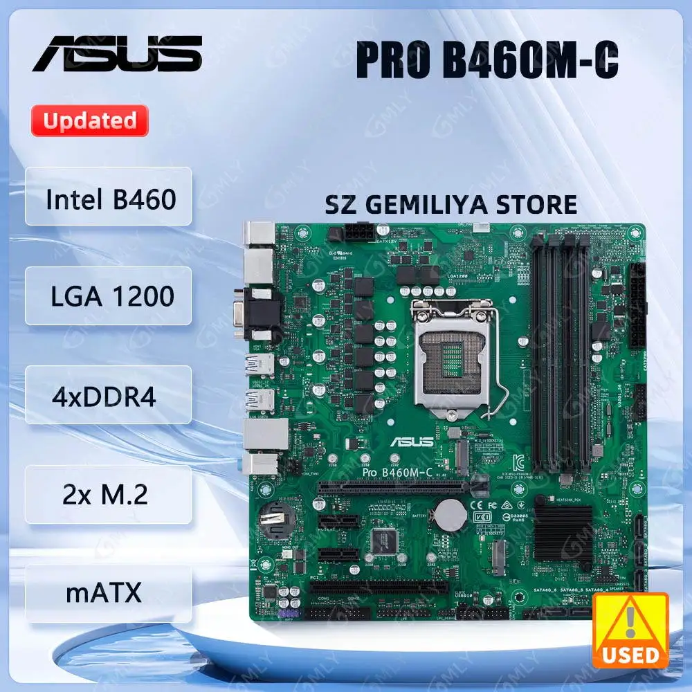 

ASUS Pro B460M-C/CSM Intel B460 Socket 1200 128GB, DDR4 mATX compatible con CPU Core i3-10100 i5-10400 i5-10600 i9-10900