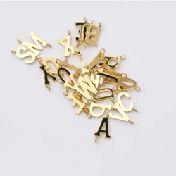 5Pcs/Lot Initials Letter Connector Charms Mirror Polish Stainless Steel Charms For DIY Making Necklace Braid Bracelets