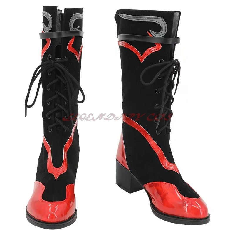 Skyline Nine Songs Yanlingji Boots Black Pu Leather Prop Halloween Carnival Yanlingji Custom Made Shoes