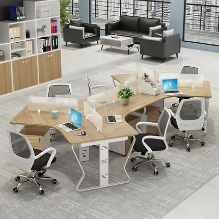 Office staff desk minimalist modern multi person workstation desk chair combination 3/6/8 person computer desk screen