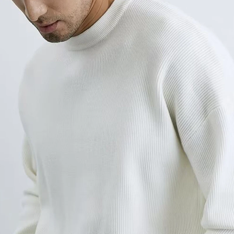 الترفيه اليومي رجالي سليم صالح البلوزات خريف شتاء جديد عادية بلون متماسكة قاع القمم الرجال الملابس موضة محبوك البلوز #2