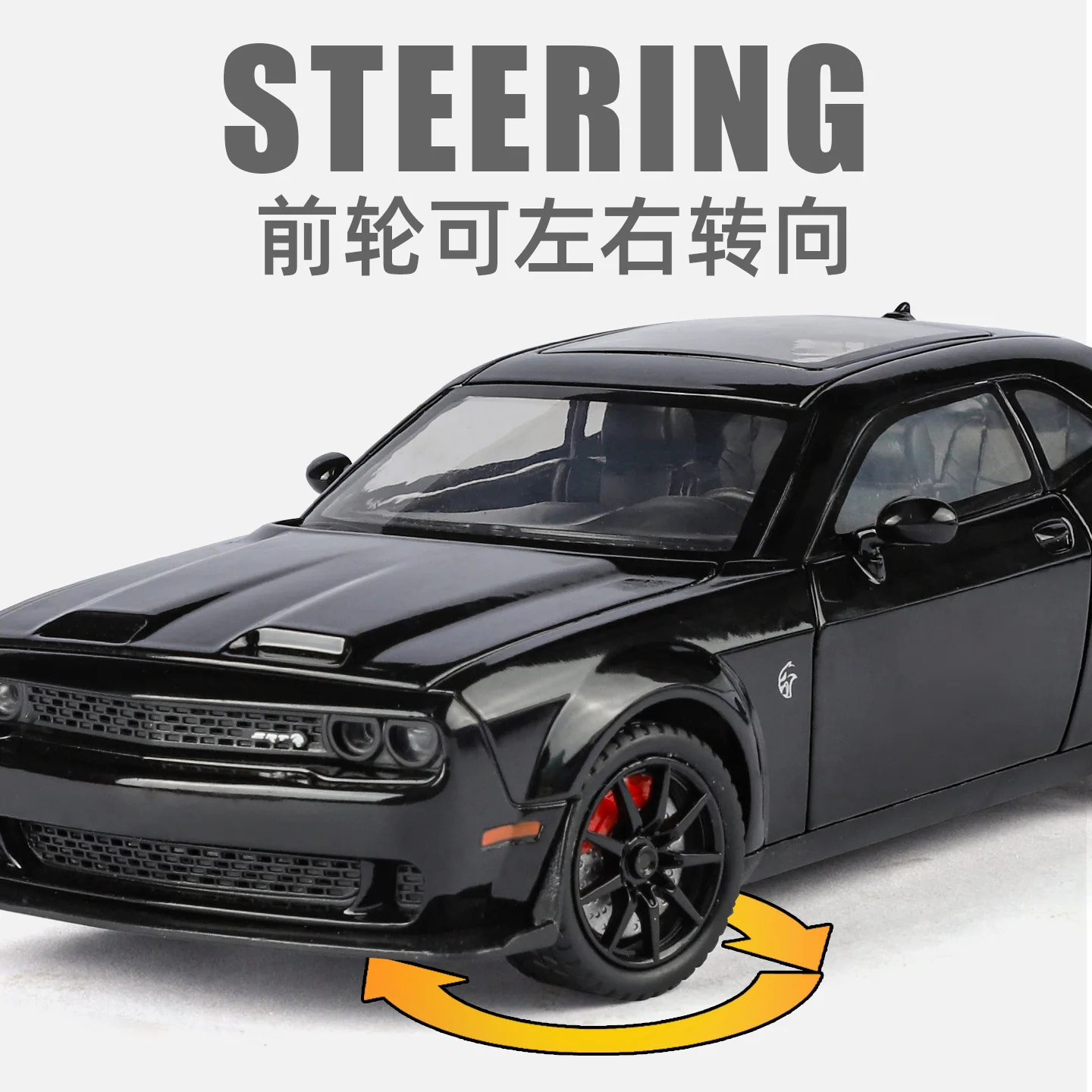 1:24 Challenger Hellcat Modell Spielzeug Vintage Autos Legierung Diecast Sound Licht Türen Geöffnet Zurückziehen Dekoration für Erwachsene Kinder Geschenke