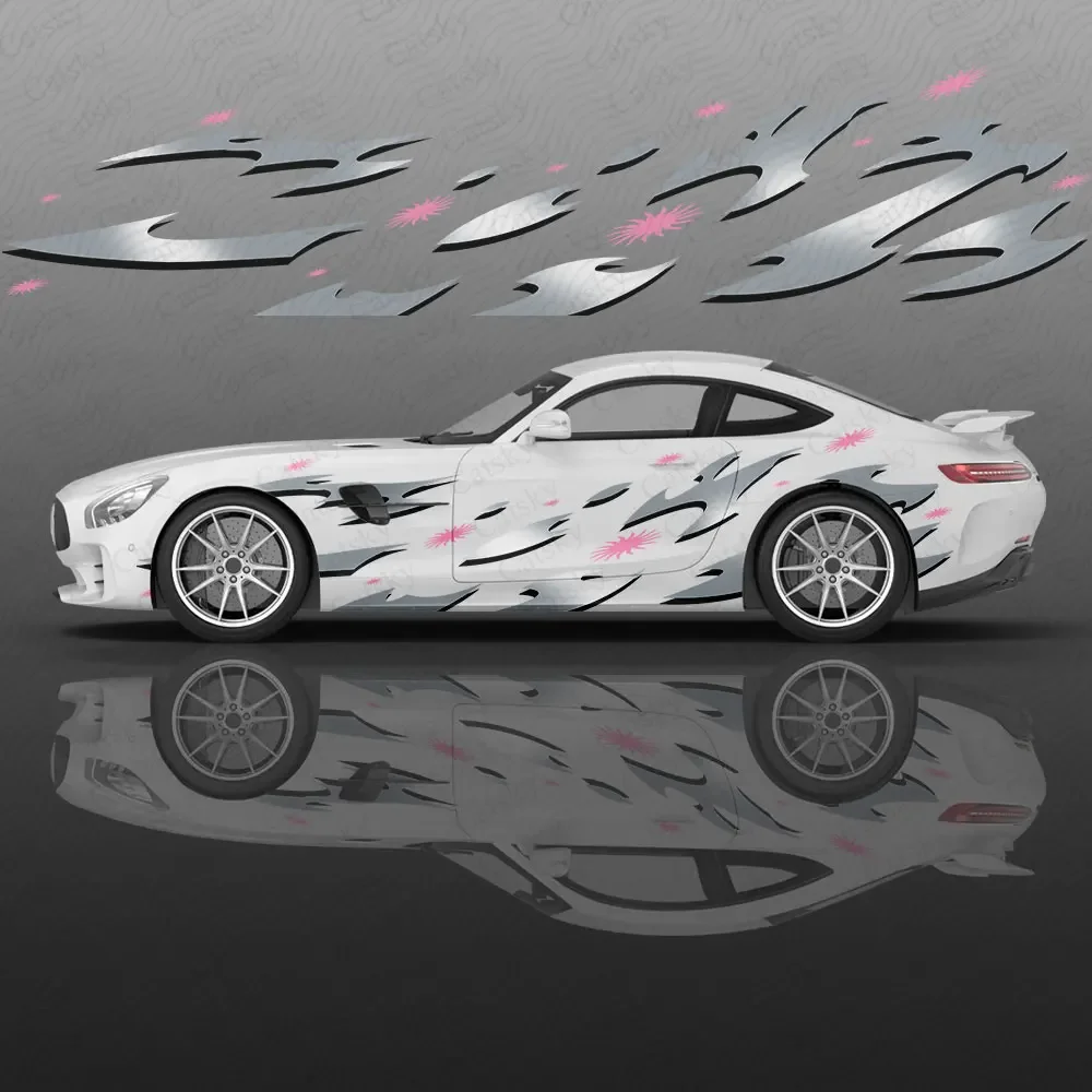 Gradient Abstract Flame Car Body Sticker Anime Itasha Vinyl Car Side Decal Sticker Car Decor Sticker Cars Protective Film