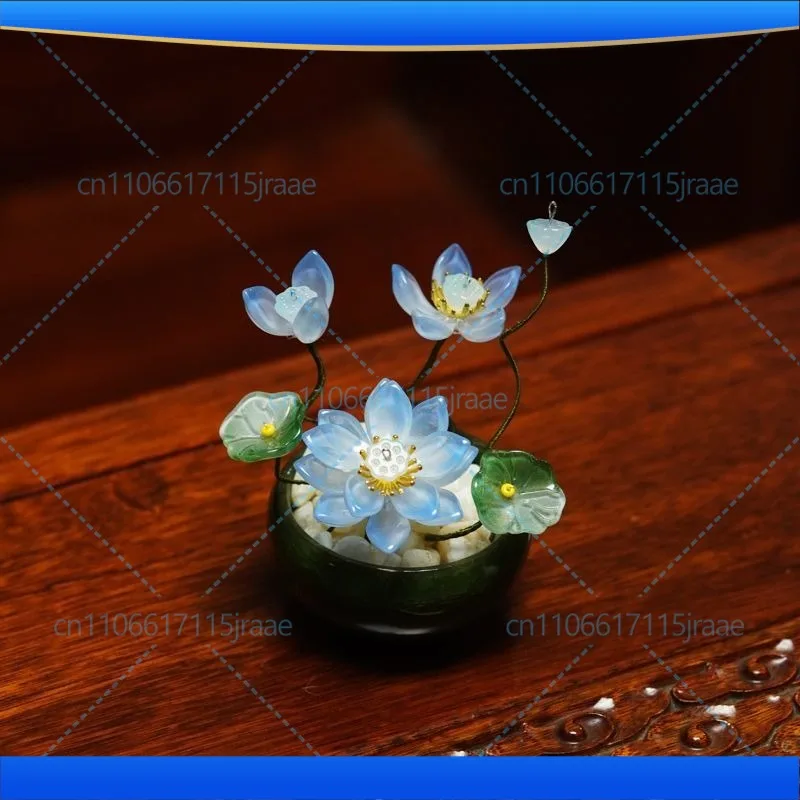 Glazed petal ceramic flower pot high-grade small ornament table indoor ornament