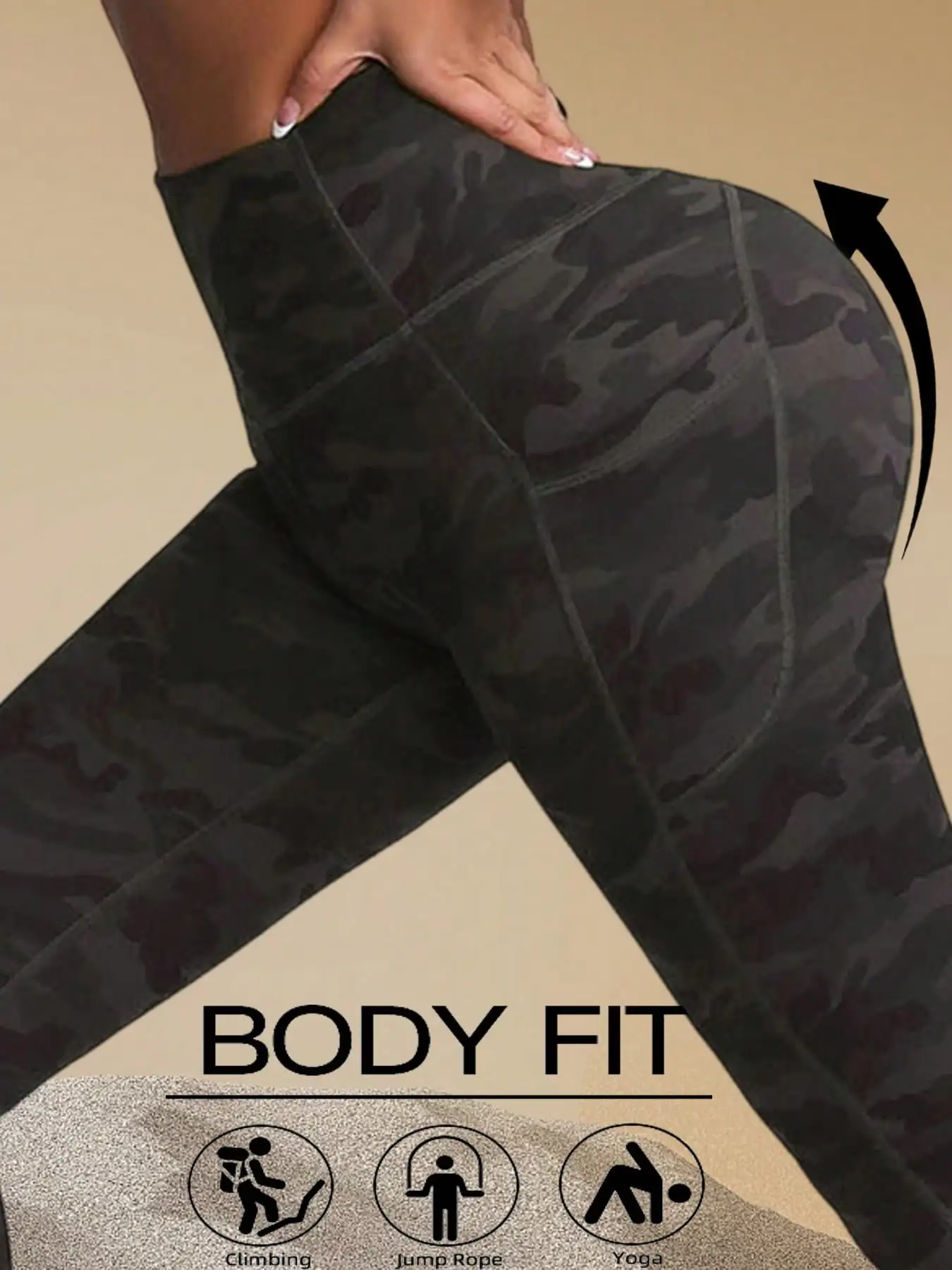 Camouflage Leggings With Pockets for Women Tummy Control High Waisted Workout Yoga Pants Fitness Tights Casual Wear