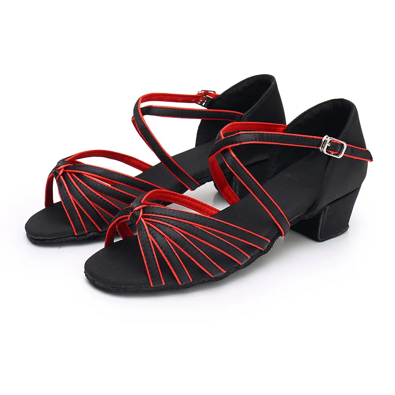 Customized Children's Latin Dance Shoes High Heels Satin Latin Dance Suit Children's Soft Soled Dance Shoes Girls' White Shoe