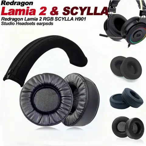 Almofadas de Substituição para Fones de Ouvido Redragon Lamia 2 H320 SCYLLA H901 - Almofadas de Espuma Macia com Memória e Tecido de Malha de Proteína