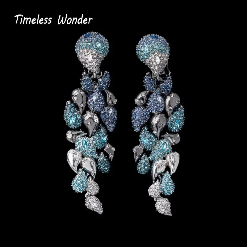 

Timeless Wonder Fancy Zircon Geo Fringe Clip on Earrings for Women Designer Jewelry Sweet Gift Rare Top Trendy Cute 3346