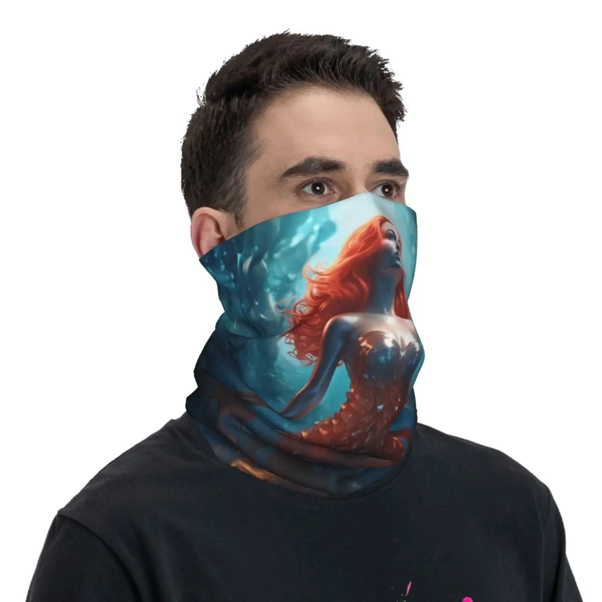 Bandana de criaturas míticas de fantasía de sirena, polaina para el cuello, bufanda envolvente estampada, pasamontañas cálido para ciclismo para hombres, mujeres y adultos durante toda la temporada