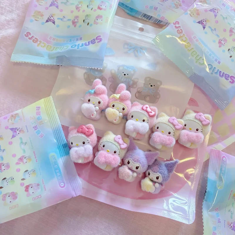 

In Stock Genuine Sanrio Fluffy Little Darling Blind Box Flocked Hellokitty Display Figure Collectibles Gift Hellokitty Mini Toy