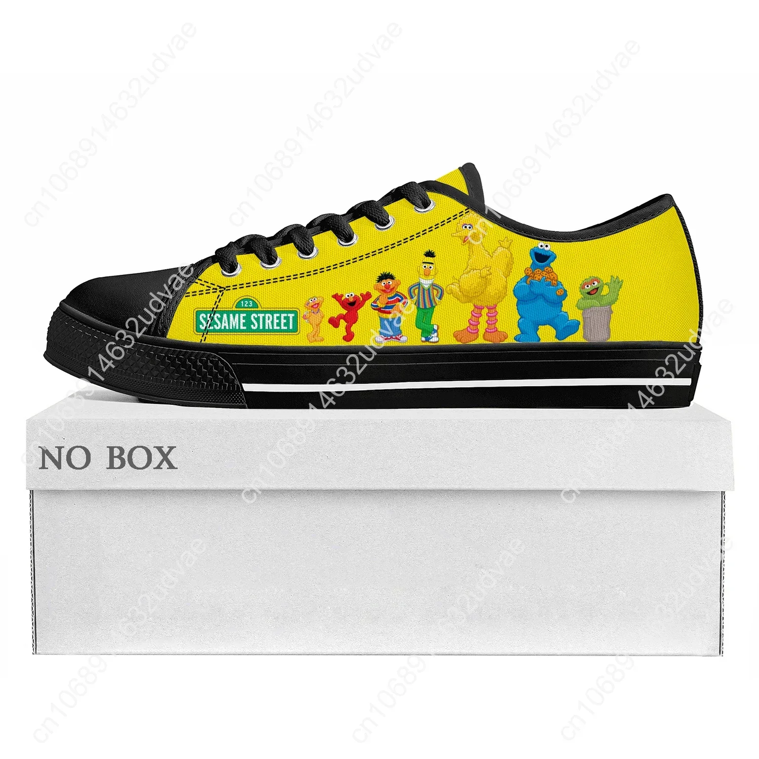 S-Sesame Cartoon S-Street  Anime Low Top Sneakers Mens Womens Teenager High Quality Canvas Sneaker Couple Shoes Custom Shoe