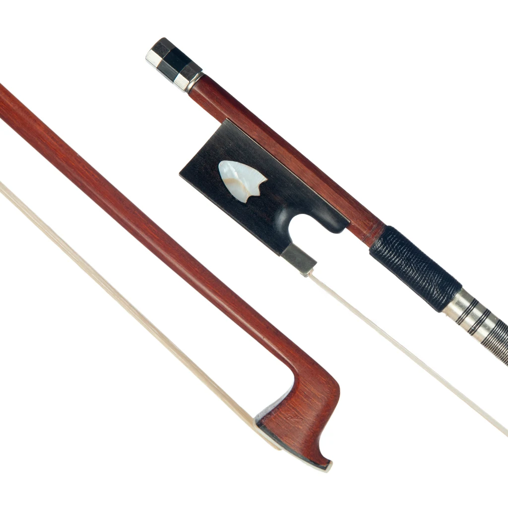 4/4 Violin Bow Fiddle Bow Pernambuco Bow Round Stick Ebony Frog W/ Shell Inlay Well Balance Violinist Players Bow