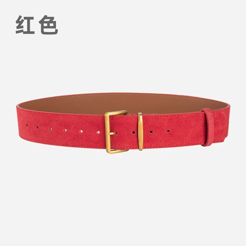 Cintura vintage smerigliata Cintura da donna in vera pelle decorativa per jeans, semplice e versatile