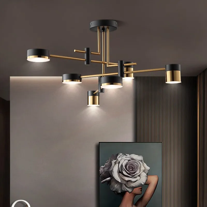 Modern Bedroom Led Ceiling Chandelier Black For Living Dining Room Office 3 Color Dimmable Flush Mount Led Ceiling Lights