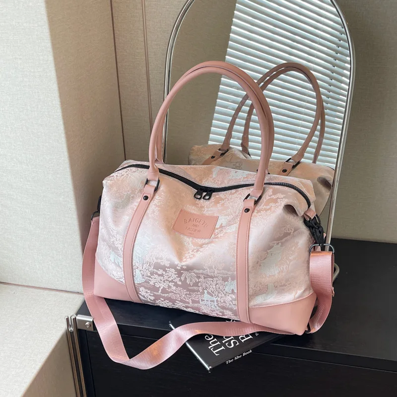 Large Capacity Handbag Fashion Chinese Style Embroidery Travelling Bag Tote Bag Fitness Bag Hand-held Luggage Bag Shoulder Bag