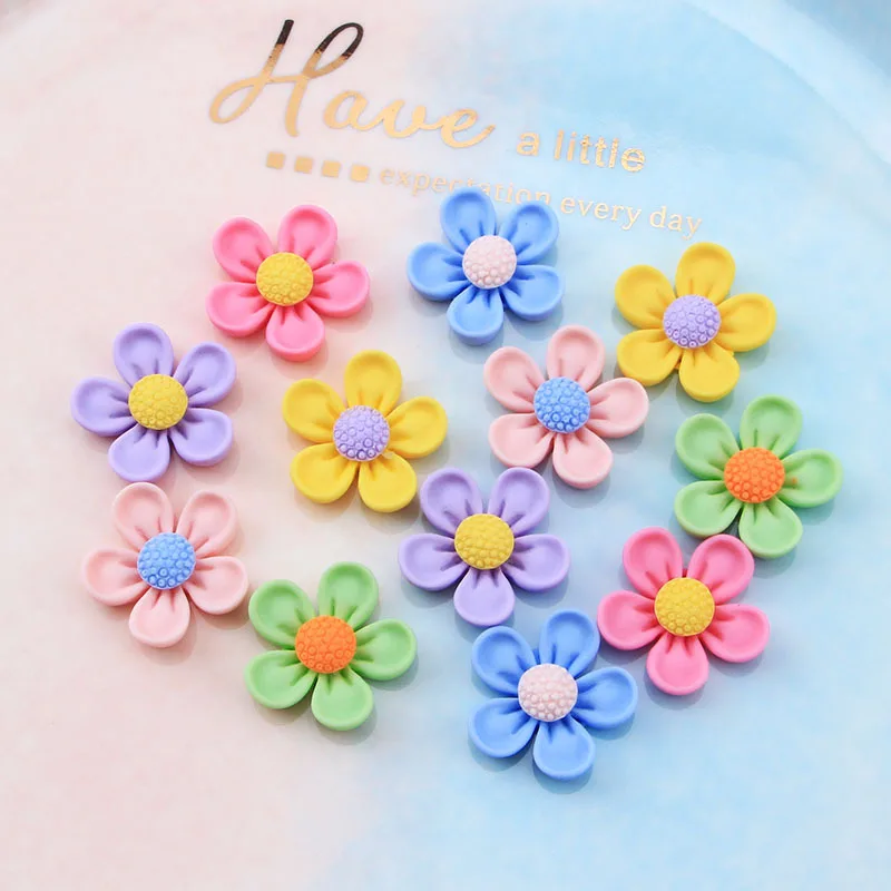 

200pcs 22MM Daisy Five Petals Flower Resin Flat Back Cabochon DIY Phone Beauty Decoration Jewelry Scrapbook Embellishment