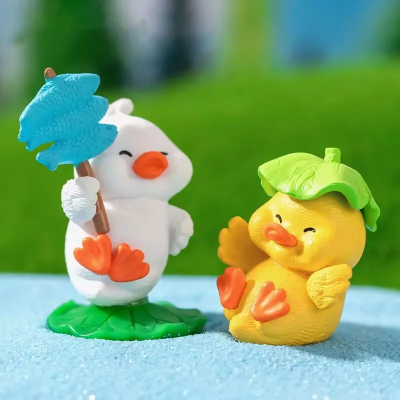 4Pcs/Set Cartoon Figure Little Yellow White Duck  Animal Doll Micro-landscape Gardening Decoration Desktop Ornaments 2-4CM