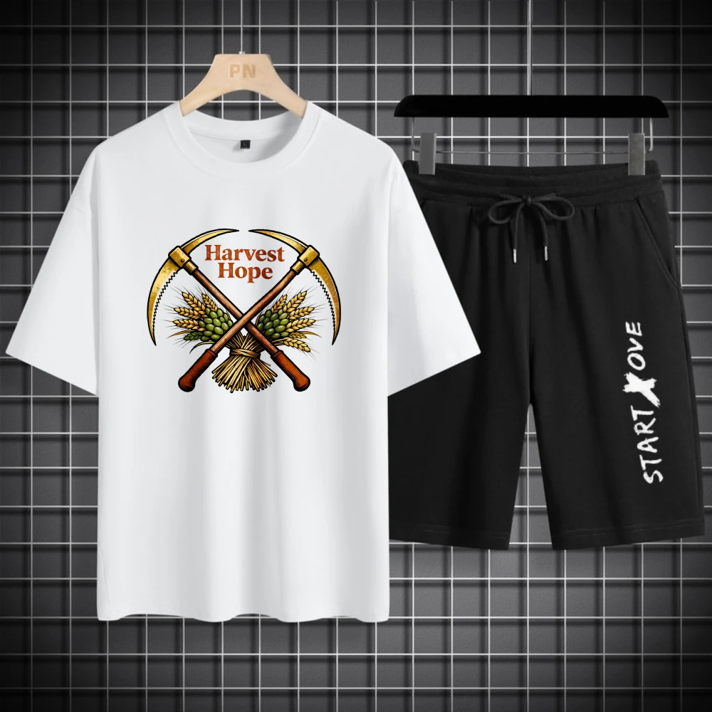 أطقم قمصان رجالية من البوليستر لكرة القدم للرجال طقم ملابس صيفية عصرية قابلة للتنفس بأكمام قصيرة + شورت #1