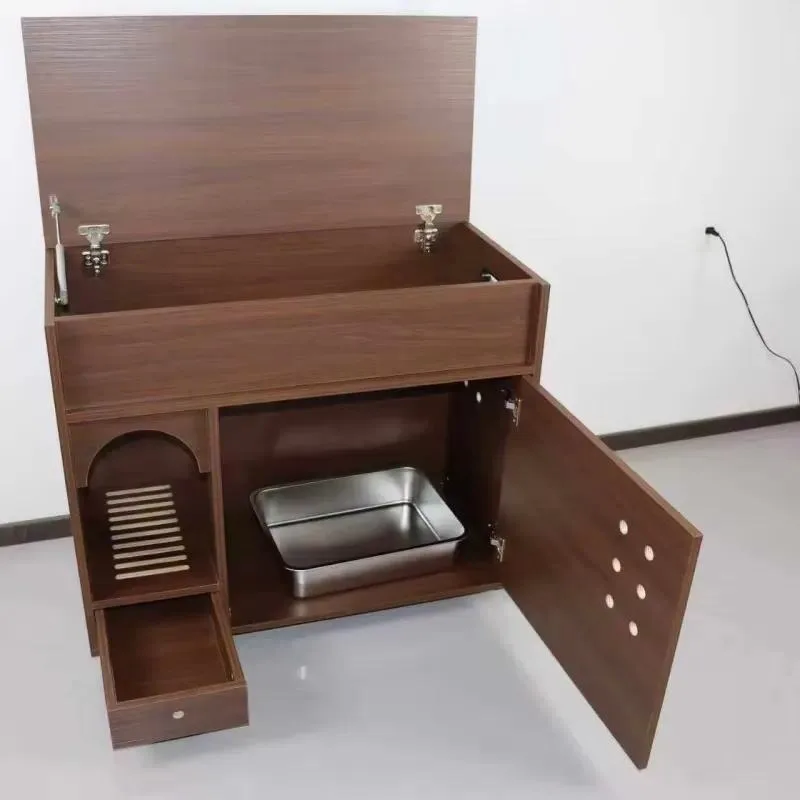 Modern Large Cat Litter Box Cabinet Top Opening Side Entry Enclosed Pet House Dog Cage Villa Room Furniture