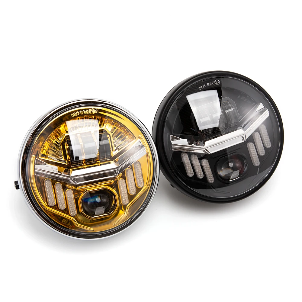 7inch Led Motorcycle Headlamp High Beam Near Light White Daytime Running Light Yellow Turn Signal Lights 7