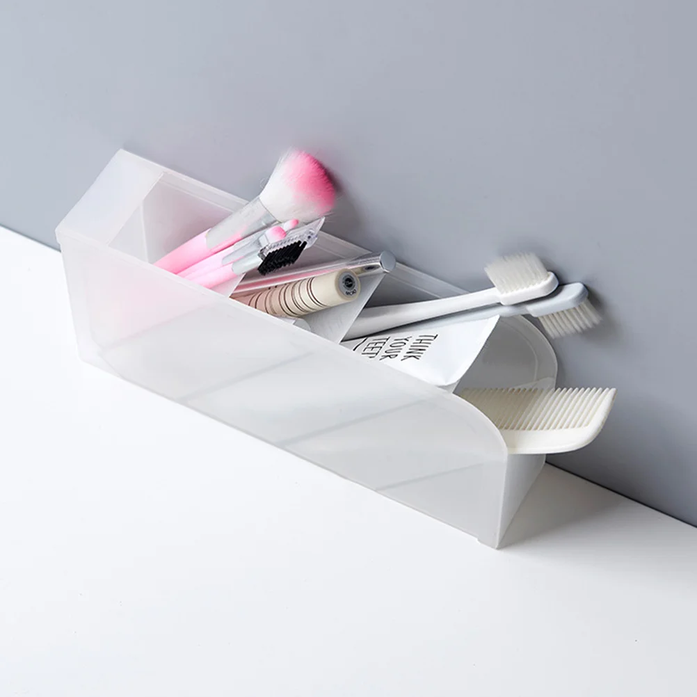 

Multifunctional Four Grid Desktop Organizer Makeup Stationery Holder Space Saving Clear Design