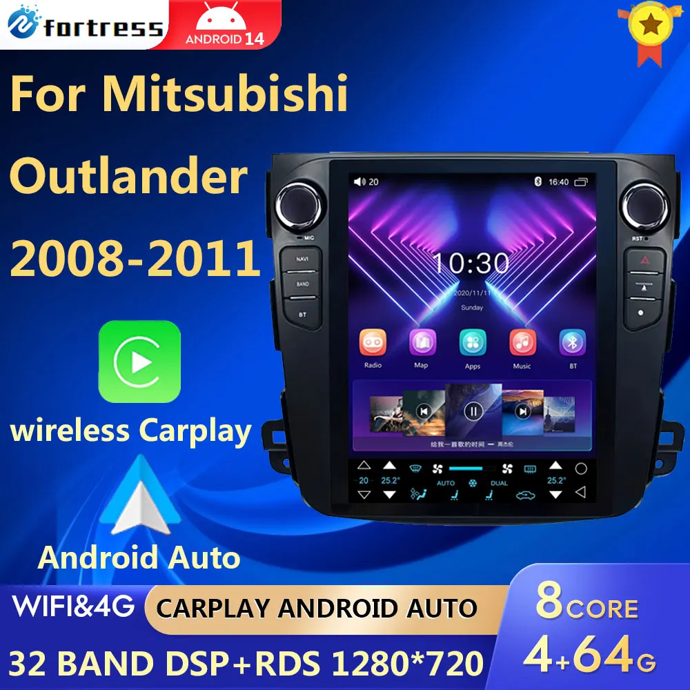 

Pro 8Core Android 12 Car Radio for Mitsubishi Outlander 2008-2011 Multimedia 2Din 4G Carplay GPS 9.7" Tesla style screen