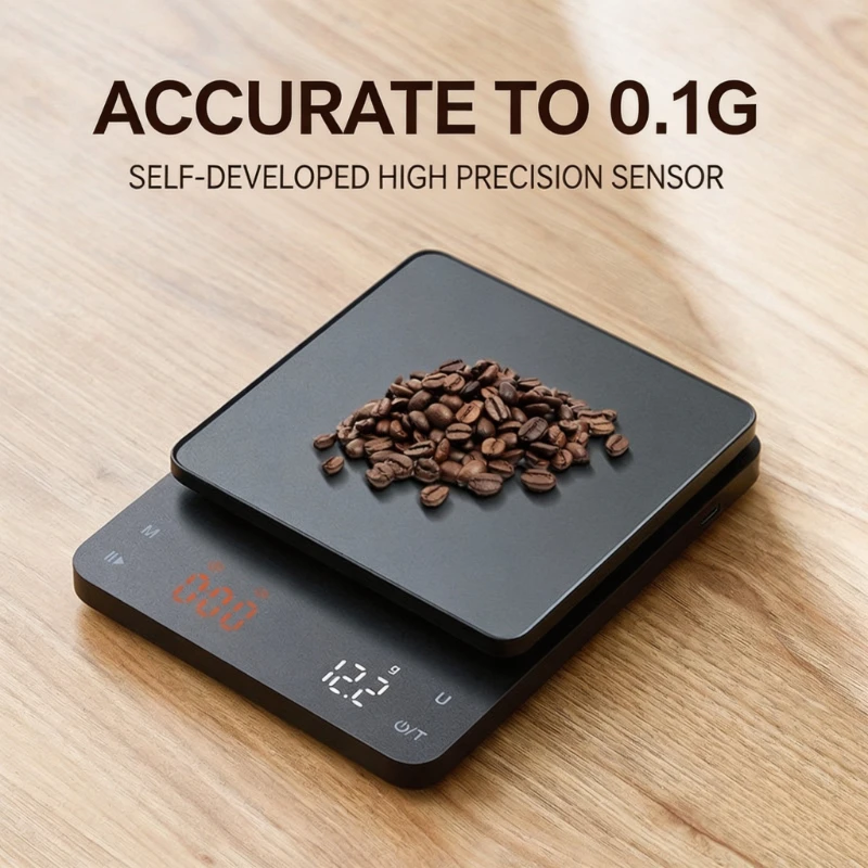 Hand brewing coffee scale coffee electronic weighing coffee utensils weighing timer quantity electronic espresso weighing
