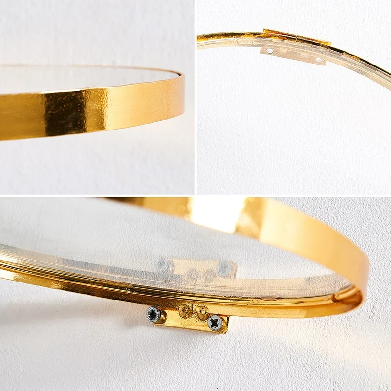 Round Wall Hanging Iron & Glass Crafts Gold Shelf Light Luxury Ornaments Modern Style Home Decor Accessories Wall Holders Decor