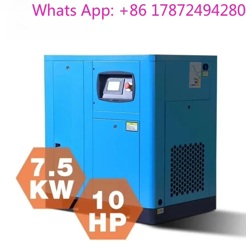 High Quality Silent Oil Less 7.5kw 10Bar CE Standard Electric Rotary Screw Air Compressors for Industrial Use Customized Support