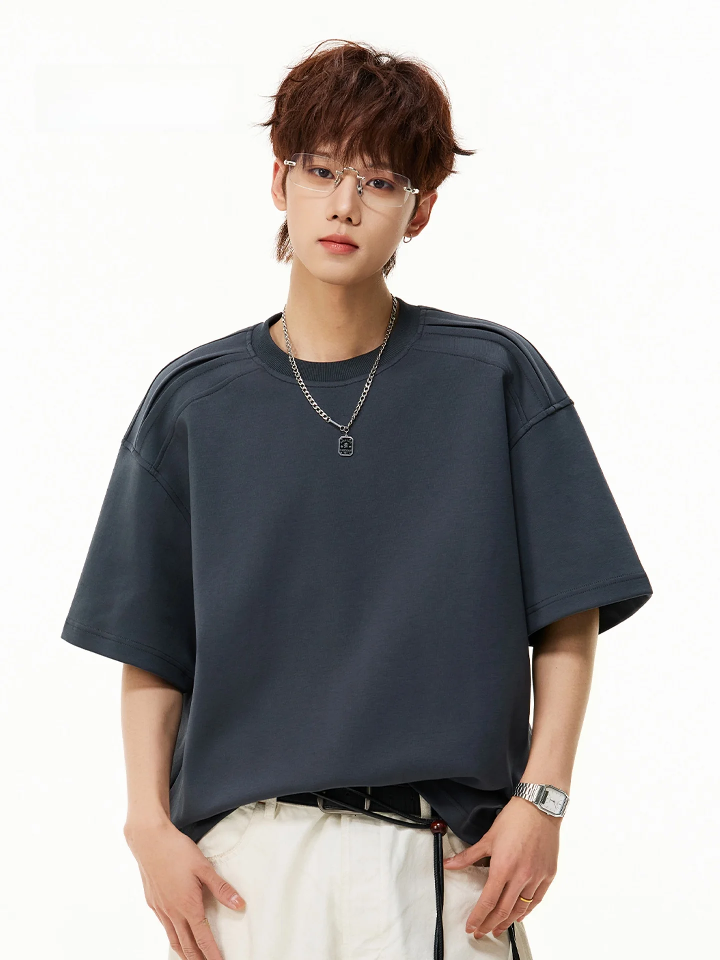 

MMOPTOP American Style Short Sleeve T-Shirt Men Summer New Loose Sports Casual round Neck Cotton Polyester Blend Comfortable