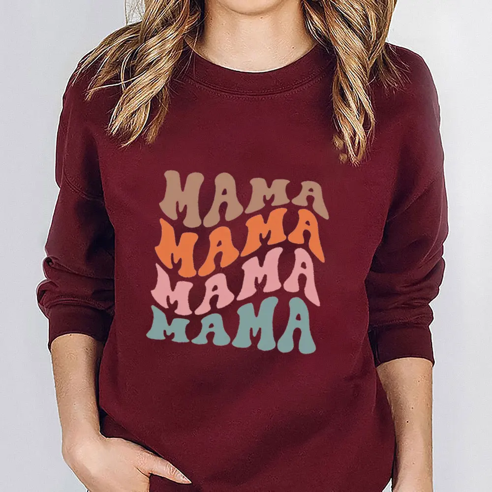 MaMa Color Printed New Arrival Mother's Day Sweatshirt 100%Cotton Women Funny Casual Spring Long Sleeve Top Gift for Mom