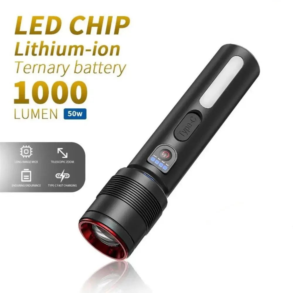 

Rechargeable Mini Flashlight COB Side Lamp Long-lasting Pocket Torch Waterproof Long-Range Strong Lighting Flashlight Outdoor
