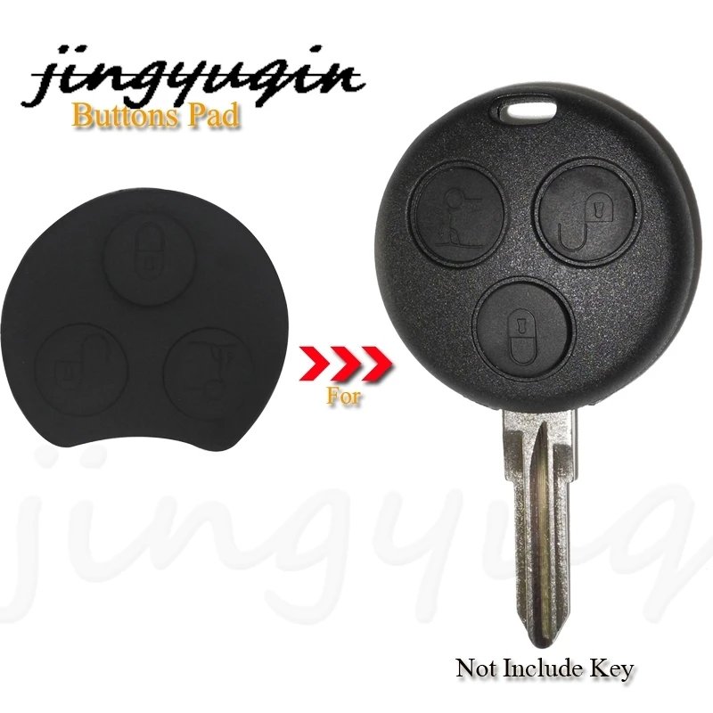 jingyuqin 10pcs Replacement 3 Button Pad Car Styling For Mercedes Benz Smart Two 450 Mayitr Auto Remote Key Fob Case Shell Pad