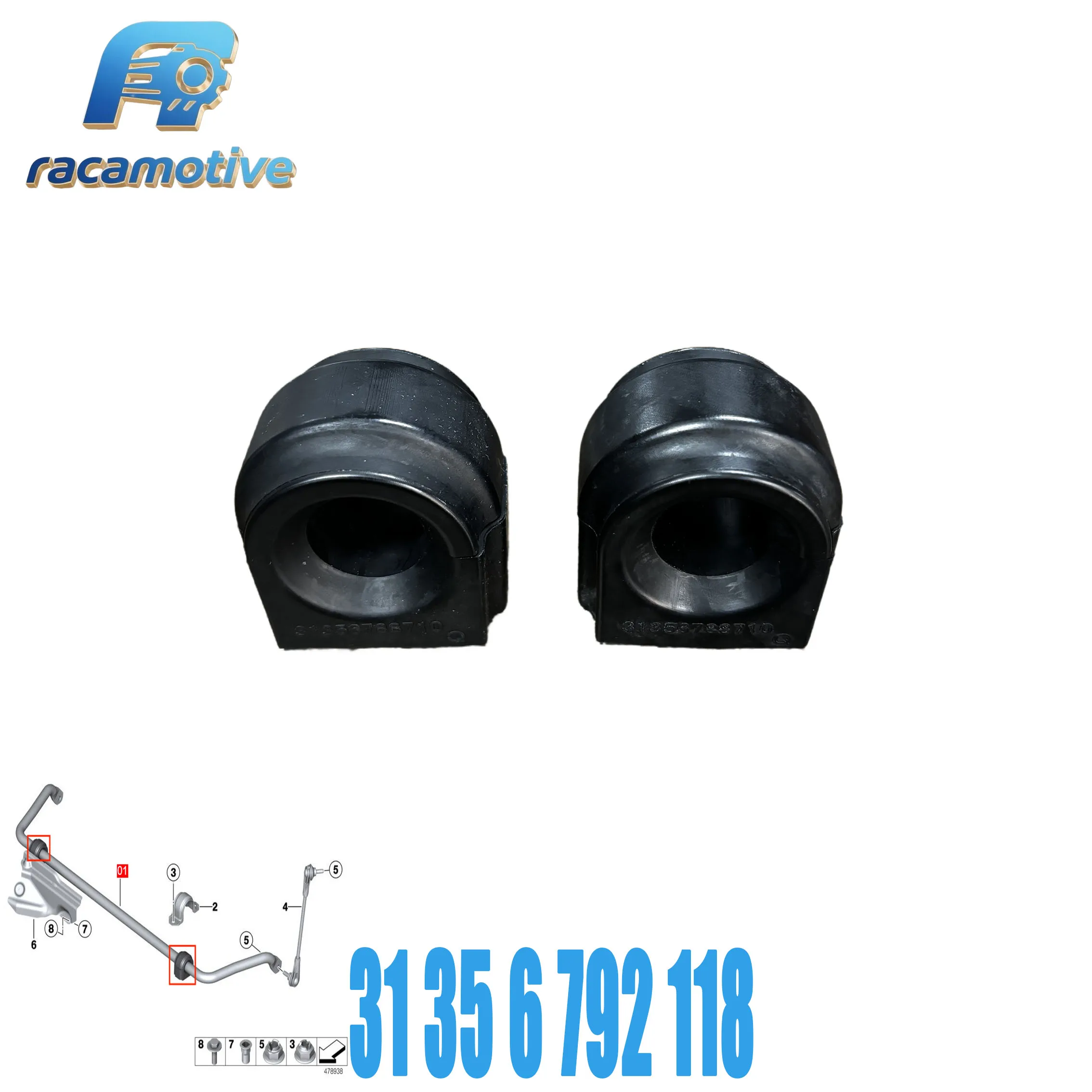 31356792119 31356792118 For BMW F20 F23 F22 F30 F31 F32 F33 F36 2PCS Rear Suspension Stabilizer Anti-Roll Bar Bushings.